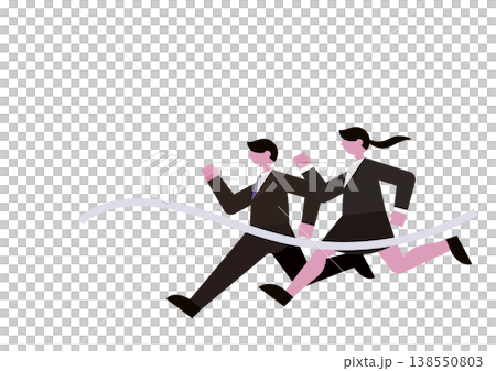 ゴールするビジネスマン・ウーマンのベクターイラスト素材 138550803