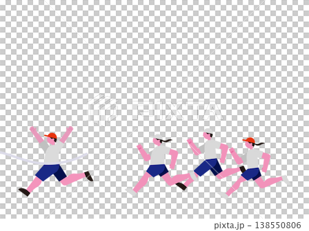 運動会のリレーで競う人々のベクターイラスト素材セット2 138550806