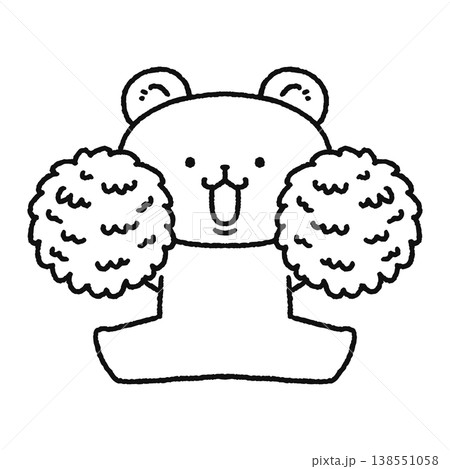 応援するかわいいクマ 線画 応援するかわいいクマ 線画 138551058