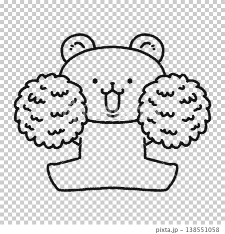 応援するかわいいクマ 線画 応援するかわいいクマ 線画 138551058