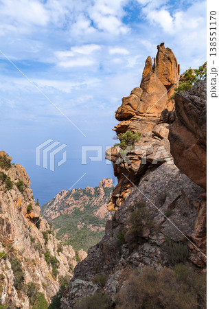 Beautiful mountainous landscape of Piana, Corsica with rugged rock formations 138551170