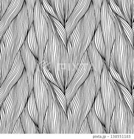 Black and White Abstract Waves Vertical Weaving Braid Plait or Water Line Art Background Vector Seamless Pattern for Wallpaper Textures 138551183