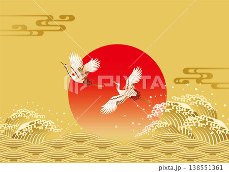 海と鶴のイラスト 138551361