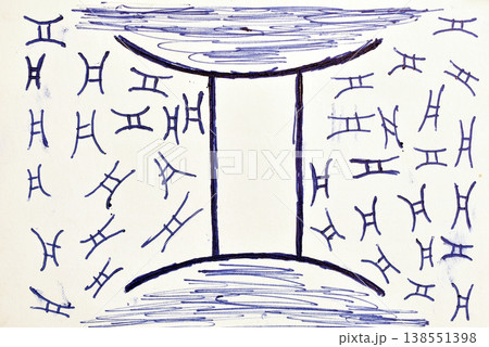 Zodiac sign drawn with a fountain pen. Zodiac sign drawn with a fountain pen. 138551398