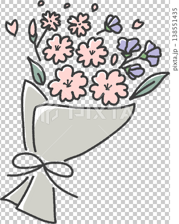 手書き風の可愛い花束のイラスト 母の日やお祝いの素材 手書き風の可愛い花束のイラスト 母の日やお祝いの素材 138551435