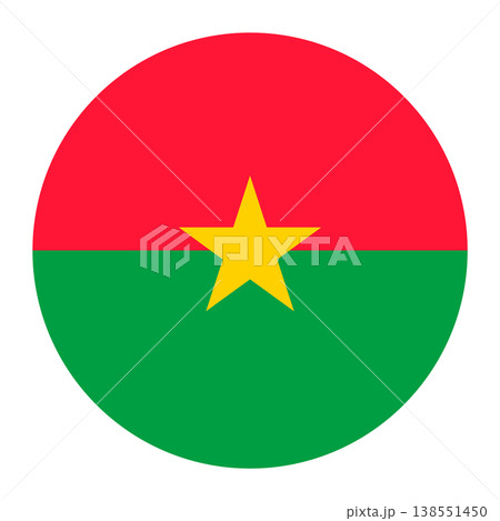 Circular Burkina Faso national flag symbol. Country emblem for travel, language and African culture. 138551450