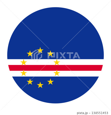 Circular Cape Verde national flag symbol. Country emblem for travel, island and African culture. 138551453