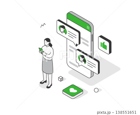 スマホでSNS,アイソメ 138551651