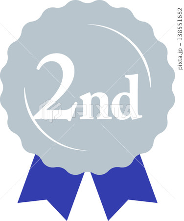 ランキング第2位 メダルとリボンのランクアイコンセット No.2 青 ブルー ランキング第2位 メダルとリボンのランクアイコンセット No.2 青 ブルー 138551682