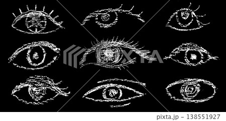 Hand drawn crayon eye icon Hand drawn crayon eye icon 138551927
