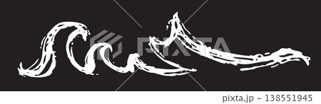Sea wave crayon icon, water flow, chalk surf symbol Sea wave crayon icon, water flow, chalk surf symbol 138551945