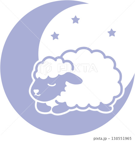 三日月に乗って眠る羊の可愛いイラスト 夜の睡眠やリラックスの素材 三日月に乗って眠る羊の可愛いイラスト 夜の睡眠やリラックスの素材 138551965