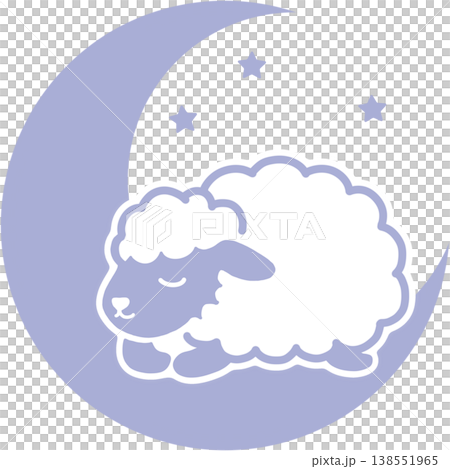 A cute illustration of a sheep sleeping on a crescent moon. Perfect for nighttime sleep and relaxation. A cute illustration of a sheep sleeping on a crescent moon. Perfect for nighttime sleep and relaxation. 138551965