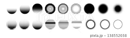Halftone circle dot pattern, round stipple y2k gradient 138552038