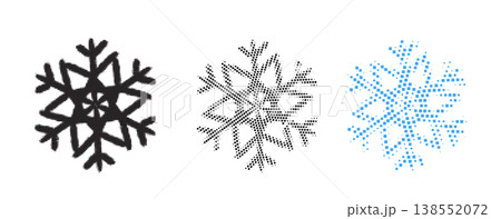 Grunge halftone snow flake icon vector spray snow flake 138552072