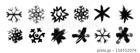 Grunge halftone snow flake icon vector spray snow flake 138552074