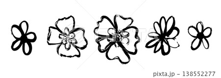 Ink brush stroke flowers isolated Ink brush stroke flowers isolated 138552277