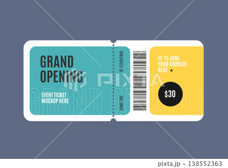 Realistic Detailed 3d Grand Opening Event Entry Tickets Colored Template Mockup Modern Design. Vector Realistic Detailed 3d Grand Opening Event Entry Tickets Colored Template Mockup Modern Design. Vector 138552363