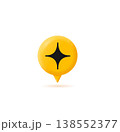 3d Yellow Speech Bubble Icon with Black Sparkle Sign Generate Content Concept Cartoon Design Style. Vector 138552377