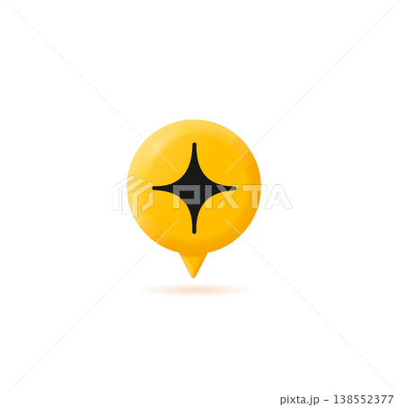 3d Yellow Speech Bubble Icon with Black Sparkle Sign Generate Content Concept Cartoon Design Style. Vector 3d Yellow Speech Bubble Icon with Black Sparkle Sign Generate Content Concept Cartoon Design Style. Vector 138552377