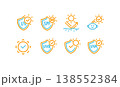 Different Sun Protection Signs Color Thin Line Icon Set. Vector 138552384