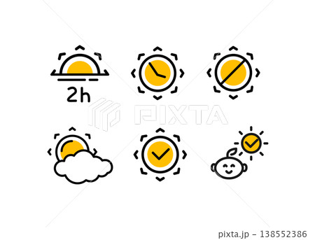 Different Types Sun Signs Color Thin Line Icon Set. Vector Different Types Sun Signs Color Thin Line Icon Set. Vector 138552386