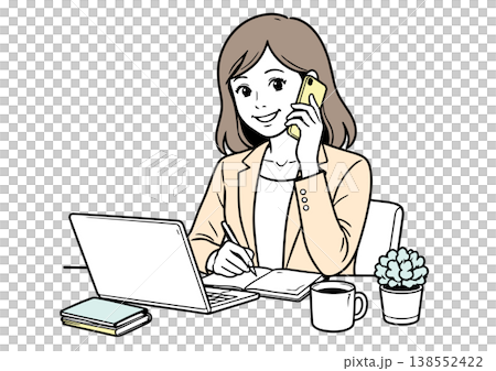 オフィスでスマホを使う女性 オフィスでスマホを使う女性 138552422