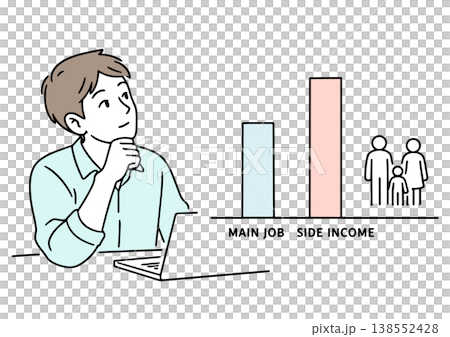 Illustration of a thinking man and a statistical graph 138552428