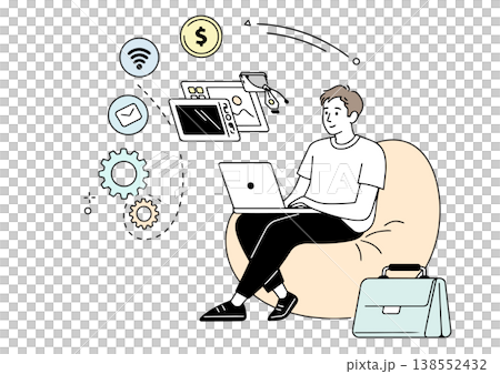 リモートワーク中の若い男性 138552432