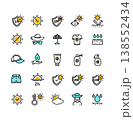 Different Types Sun Protection Signs Color Thin Line Icon Set. Vector 138552434