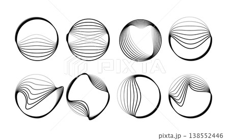 Line round wave icon, concentric linear sound pattern Line round wave icon, concentric linear sound pattern 138552446