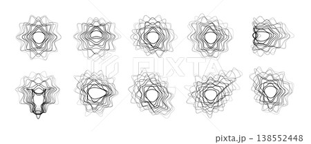 Line round wave icon, concentric linear sound pattern 138552448