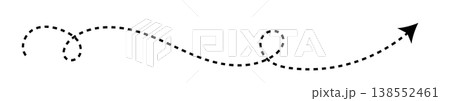 Long dash line arrow, curve horizontal dot direction path Long dash line arrow, curve horizontal dot direction path 138552461