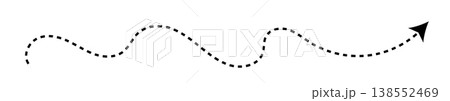 Long dash line arrow, curve horizontal dot direction path Long dash line arrow, curve horizontal dot direction path 138552469