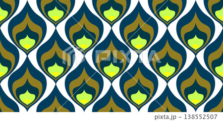 Peacock feather seamless pattern, abstract geometric Indian motif 138552507