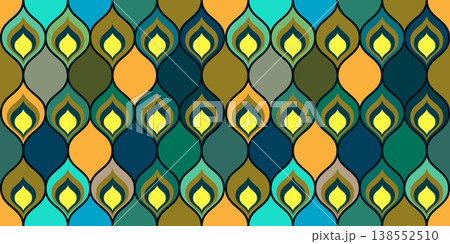 Peacock feather seamless pattern, abstract geometric Indian motif 138552510