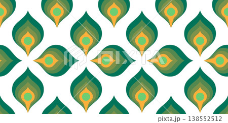 Peacock feather seamless pattern, abstract geometric Indian motif 138552512
