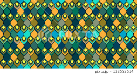 Peacock feather seamless pattern, abstract geometric Indian motif 138552514
