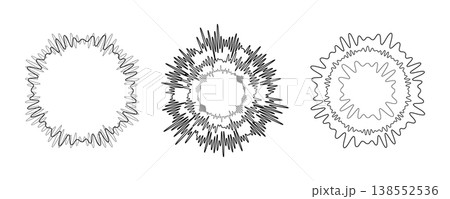 Sound wave circular line pattern. Round music vector, abstract radial icon 138552536