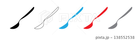 Spoon with coffee icon, teaspoon with liquid dripping cream or yogurt 138552538