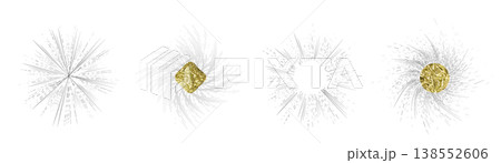 Line sun ray set. Star burst icon, sunburst radial shapes collection Line sun ray set. Star burst icon, sunburst radial shapes collection 138552606