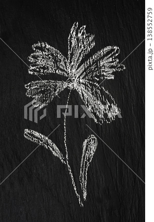 Hand drawn crayon flower on black Hand drawn crayon flower on black 138552759