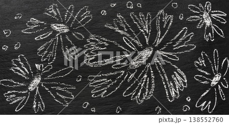 Hand drawn crayon flower on black Hand drawn crayon flower on black 138552760