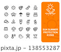 Different Types Sun Protection Signs Black Thin Line Icon Set. Vector 138553287