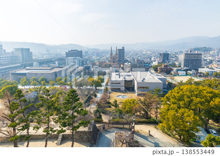 冬の広島県福山市　日本100名城　福山城　天守からの眺望 138553449