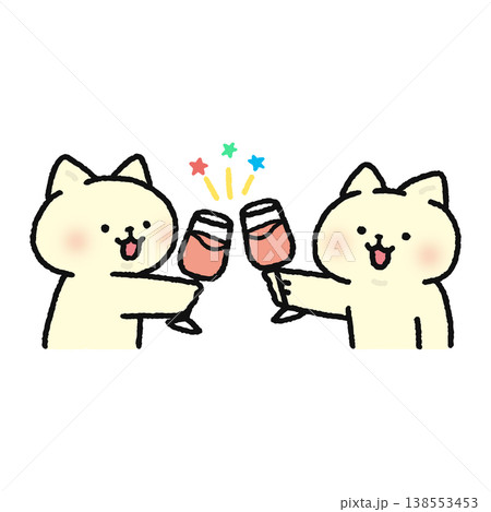 乾杯するかわいいネコ 138553453