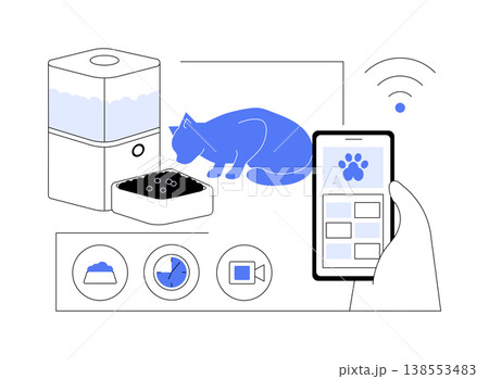 Automated Pet Feeder with App abstract concept vector illustration. 138553483