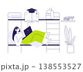 Study in the dormitory isolated cartoon vector illustrations. 138553527