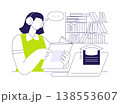Study in a library isolated cartoon vector illustrations. 138553607