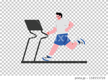 Illustration of a man running on a treadmill Illustration of a man running on a treadmill 138553720